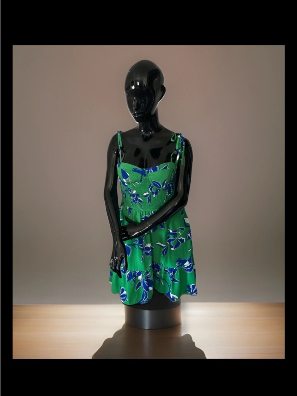 I.N. San Francisco Vibrant Green and Blue Patterned Mini Dress, Size L